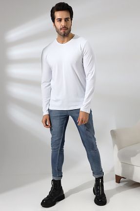 تیشرت سفید مردانه اسلیم فیت RUN RUN - کد 782147124