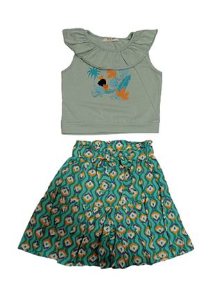 ست بالاتنه و پائین تنه سبز بچه گانه بافتنی DAMLA BEBE - کد 826530371