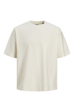 تی شرت سفید مردانه باکسی یقه گرد کد 826548672