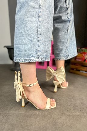 کفش پاشنه بلند کلاسیک بژ زنانه چرم مصنوعی SHOEBELLAS - کد 826588880