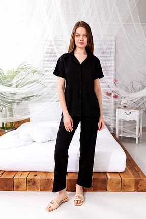 ست لباس راحتی مشکی زنانه ساده Nisanca - کد 826495454