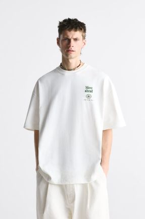 تی شرت سفید مردانه اورسایز یقه گرد پنبه (نخی) جوان کد 808322087