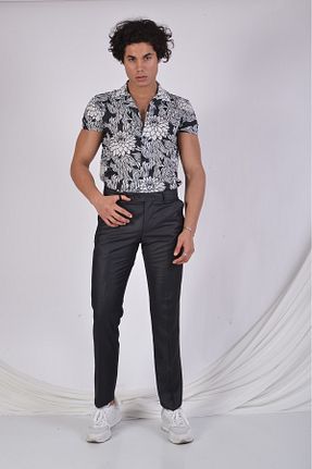 شلوار پارچه ای مشکی مردانه فاق نرمال SORALLİNE - کد 826519230