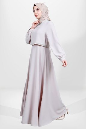 لباس حجاب طوسی زنانه رگولار Beyza - کد 822515705
