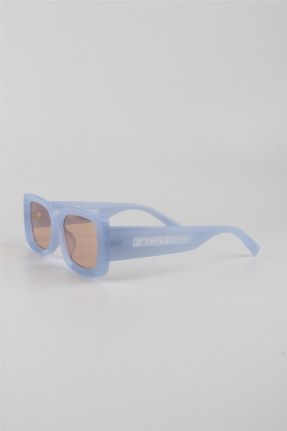 عینک آفتابی آبی زنانه 50 UV400 ترکیبی مات هندسی کد 826558969
