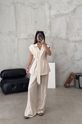ست بالاتنه و پائین تنه بژ زنانه بافتنی Marbella - کد 826709341