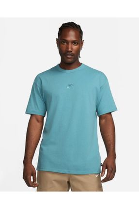 تی شرت آبی مردانه رگولار یقه گرد پنبه (نخی) کد 826561313