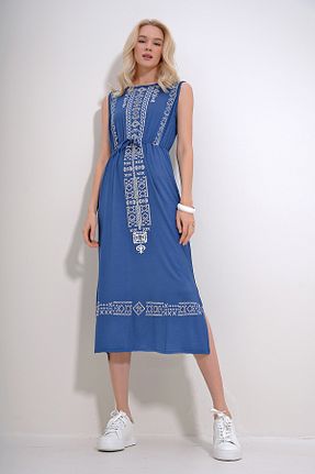 لباس سرمه ای زنانه بافتنی Trend Alaçatı Stili - کد 819755893