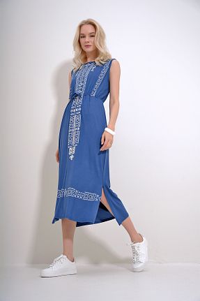 لباس سرمه ای زنانه بافتنی Trend Alaçatı Stili - کد 819755893