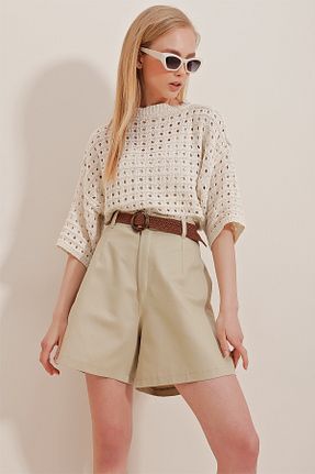 شلوارک و برمودا بژ زنانه Relaxed Trend Alaçatı Stili - کد 699236327