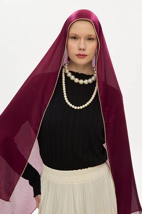 شال زرشکی زنانه ALLURİNG - کد 826949086