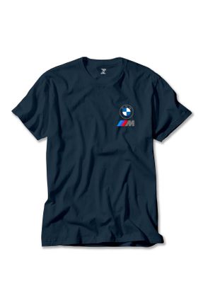 تی شرت سرمه ای زنانه رگولار یقه گرد تکی طراحی کد 826946366