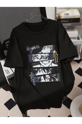تی شرت مشکی زنانه اورسایز یقه گرد پنبه (نخی) تکی جوان کد 827022972
