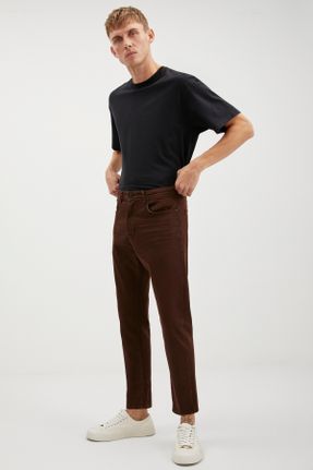 شلوار جین قهوه ای مردانه پاچه لوله ای مخلوط پلی استر جوان استاندارد کد 767730364