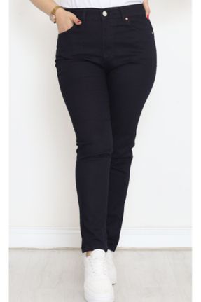 شلوار جین سرمه ای زنانه پاچه لوله ای فاق بلند جین ساده استاندارد کد 827066651