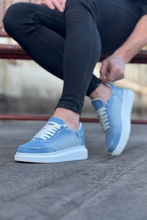 کفش اسنیکر آبی مردانه بند دار BZ Moda - کد 826841346