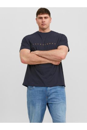 تی شرت سرمه ای مردانه رگولار یقه خدمه پنبه (نخی) کد 827099022
