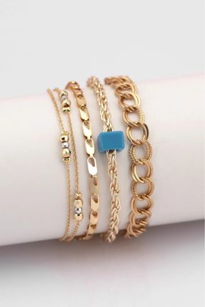 دستبند جواهر طلائی زنانه فولاد ( استیل ) کد 827185143