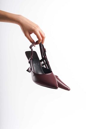 کفش پاشنه بلند کلاسیک زرشکی زنانه چرم مصنوعی SEREL35SHOES - کد 827306269