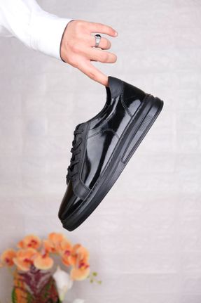 کفش اسنیکر مشکی مردانه چرم طبیعی بند دار چرم طبیعی کد 827352750