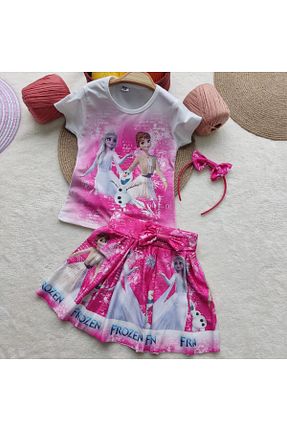 ست بالاتنه و پائین تنه صورتی بچه گانه بافتنی ALİSBUTİK - کد 827357020