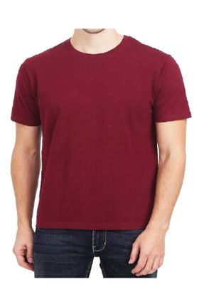 تی شرت زرشکی مردانه سایز بزرگ پنبه (نخی) کد 41686859