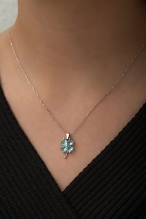 گردنبند نقره فیروزه ای زنانه 925 عیار NEREZE - کد 50511537