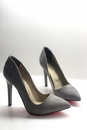 کفش پاشنه بلند کلاسیک طوسی زنانه جیر HAYYSHOES - کد 52986490