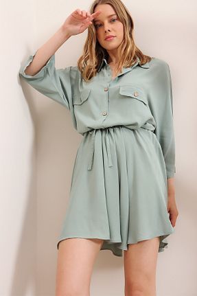 لباس فیروزه ای زنانه بافتنی Trend Alaçatı Stili - کد 116724242