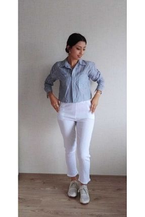 شلوار سفید زنانه کتان iyizybutik - کد 827170422