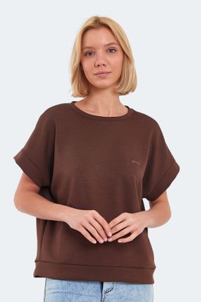 تی شرت قهوه ای زنانه رگولار کد 827024191