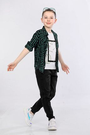 ست بالاتنه و پائین تنه خاکی بچه گانه بافتنی MORNIO - کد 827250356