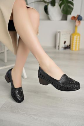 کفش کژوال مشکی زنانه چرم طبیعی پاشنه کوتاه ( 4 - 1 cm ) پاشنه ضخیم کد 827151930