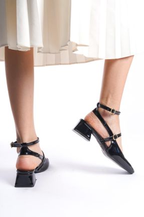 کفش پاشنه بلند کلاسیک مشکی زنانه چرم مصنوعی پاشنه ضخیم پاشنه کوتاه ( 4 - 1 cm ) کد 827070216