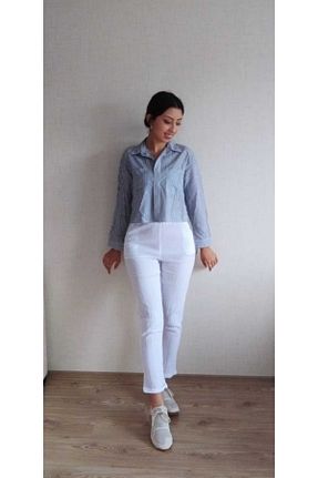 شلوار سفید زنانه کتان iyizybutik - کد 827170422