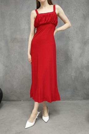 لباس قرمز زنانه بافتنی پنبه - پلی استر رگولار کد 827119665