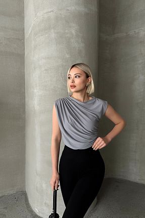 بلوز طوسی زنانه ساده LACHT - کد 827206545