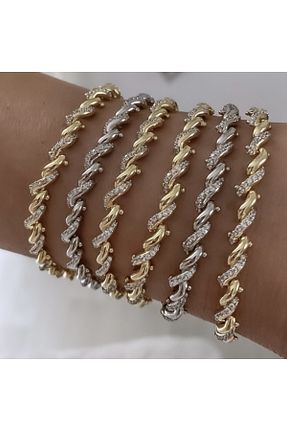 دستبند نقره زرد زنانه 925 عیار CAKA TAKI - کد 827334901