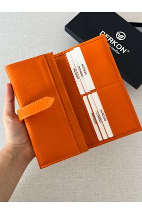 کیف پول نارنجی زنانه ابعاد بزرگ Derkon - کد 827317551