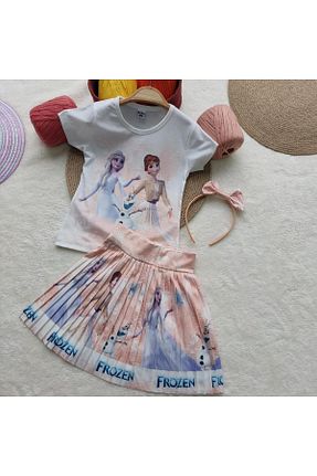 ست بالاتنه و پائین تنه صورتی بچه گانه بافتنی ALİSBUTİK - کد 827362110