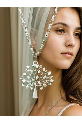 گردنبند جواهر زنانه روکش نقره whocares - کد 827343449