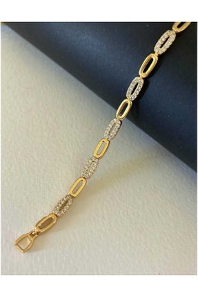 دستبند استیل طلائی زنانه فولاد ( استیل ) کد 827404545