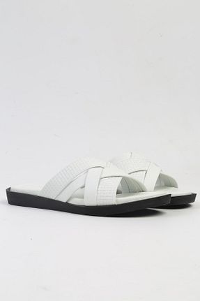 دمپائی سفید مردانه چرم خالص Pierre Cardin - کد 827609956