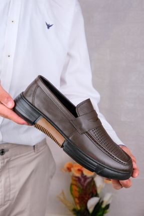 کفش کژوال قهوه ای مردانه چرم طبیعی پاشنه کوتاه ( 4 - 1 cm ) پاشنه ساده کد 827631751
