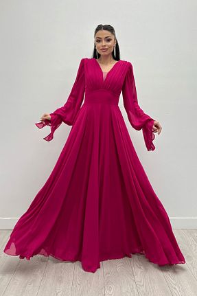 لباس مجلسی و فارغ التحصیلی صورتی زنانه شیفون giyimmasalı - کد 827559616