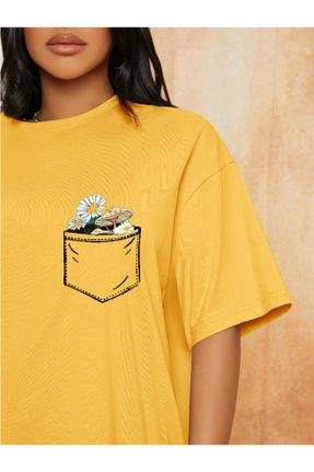 تی شرت زرد زنانه اورسایز بافتنی کد 827782459