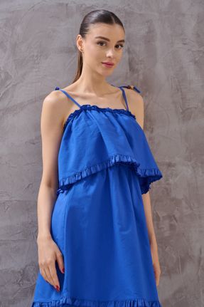 لباس آبی زنانه بافتنی بافت راحت آستین-بلند بیسیک کد 827807537