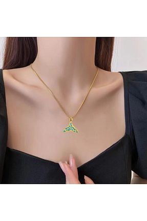 گردنبند استیل طلائی زنانه فولاد ( استیل ) کد 827887488