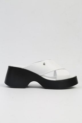 دمپائی سفید زنانه چرم مصنوعی Pierre Cardin - کد 827629590