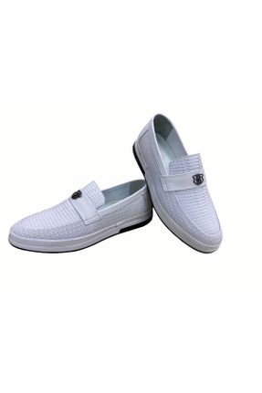 کفش کژوال سفید مردانه چرم طبیعی پاشنه کوتاه ( 4 - 1 cm ) پاشنه ساده کد 827561049